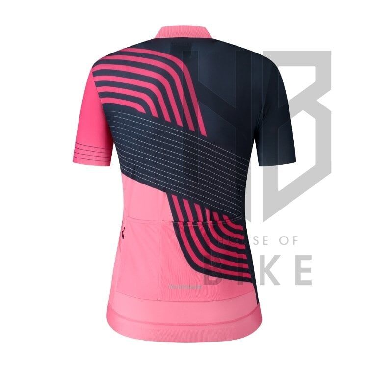 Shimano Sagami Kadın Kısa Kollu Fermuarlı Forma Lacivert/Pempe - Medium