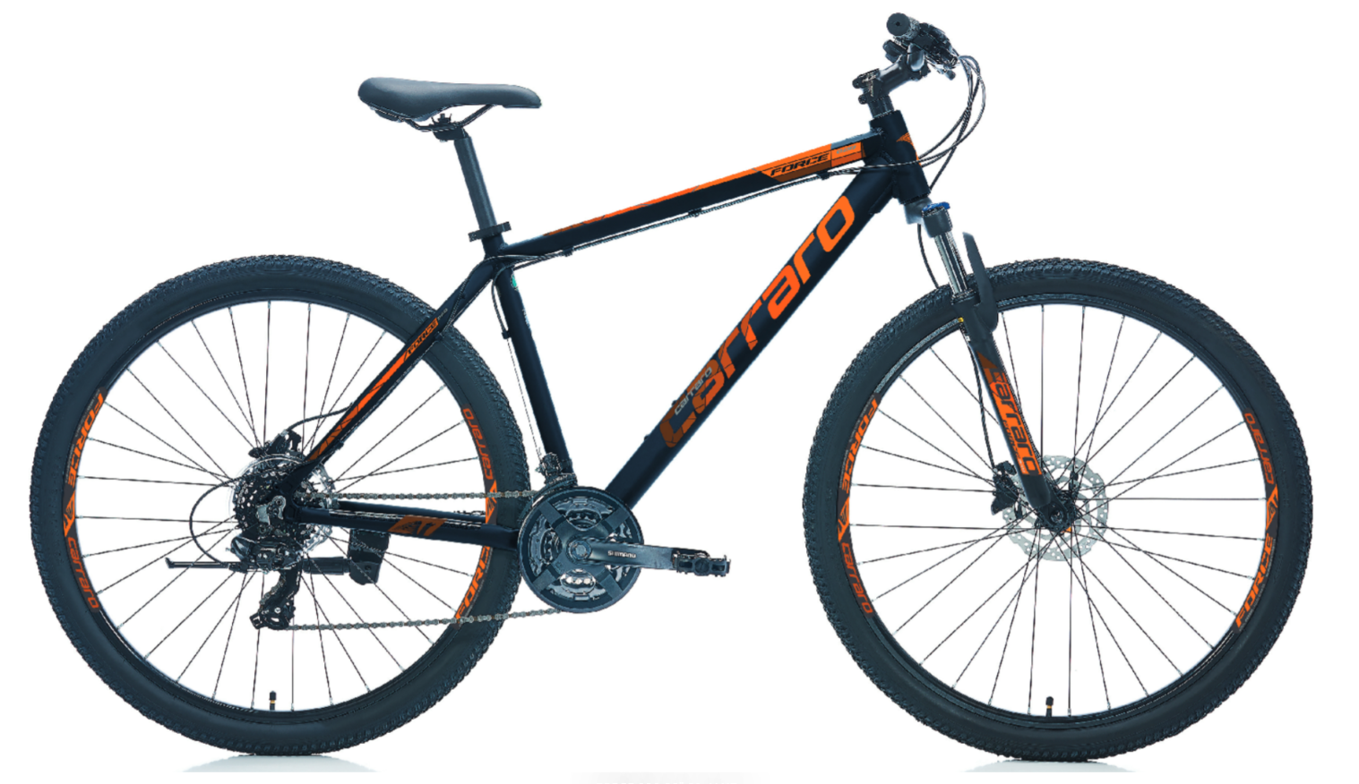 Carraro Force 920 - 29 Jant - 21 Vites - H. Disk - MTB 44 Cm - Mat Siyah - Turuncu - Gümüş
