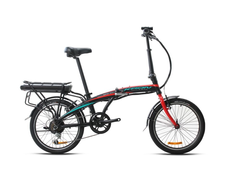 Kron EFD 100 - 20'' Katlanır ELektrikli Bisiklet - V-Fren Mat Gri - Füme/Turuncu