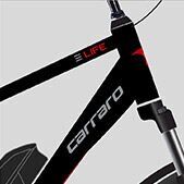 28'' Carraro ELIFE 2.1 Elektrikli Şehir Bisikleti Siyah - Kırmızı - 47 Cm