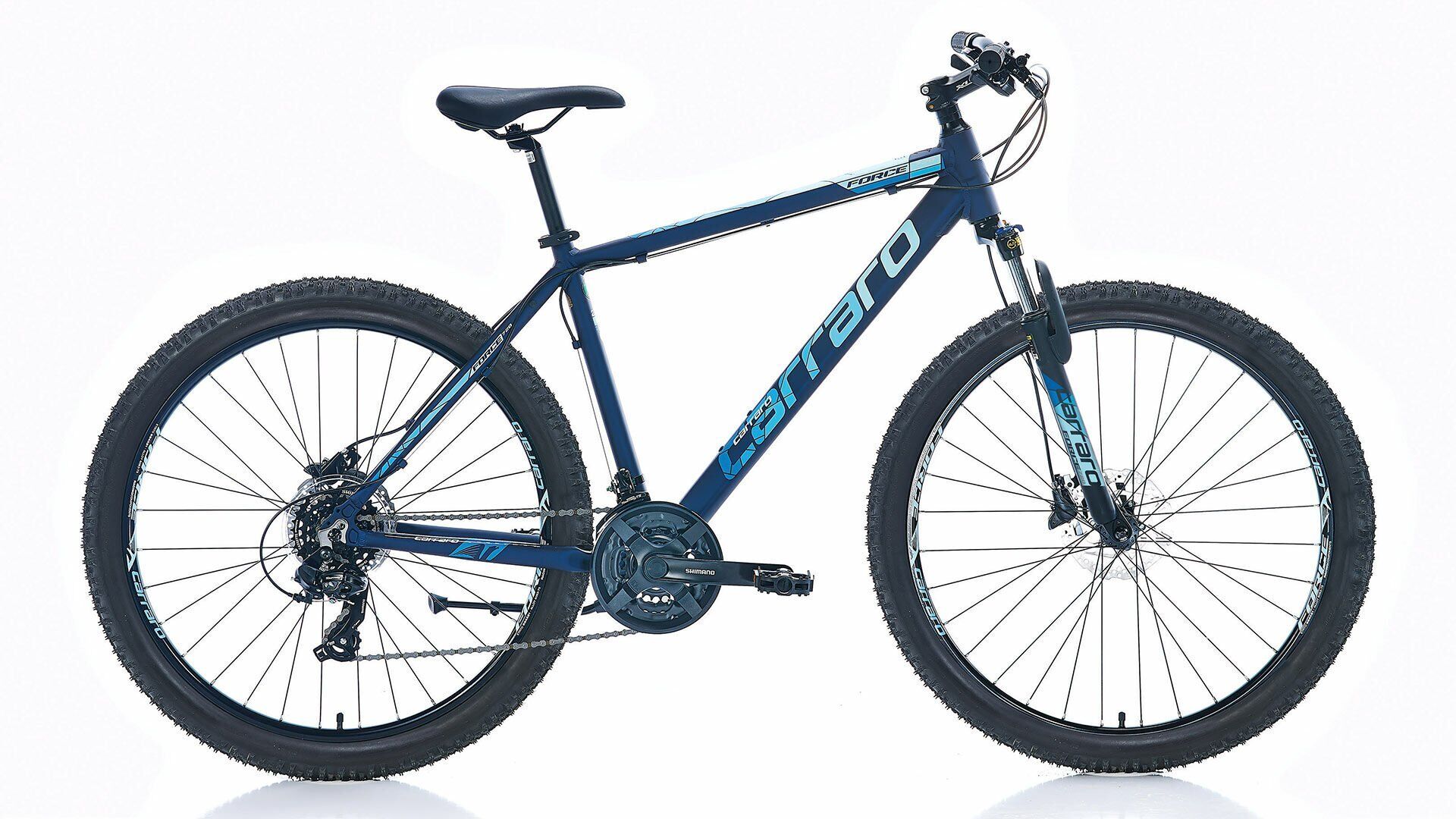 27.5'' Carraro Force 720 21 Vites Hidrolik Disk Dağ Bisikleti 38 Cm - MAT KOYU MAVİ-AÇIK MAVİ-GÜMÜŞ
