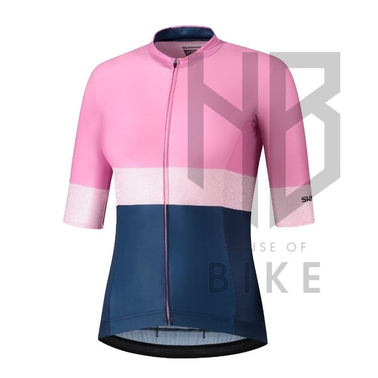 Shimano Yuri Kısa Kollu Fermuarlı Kadın Forma Pembe/Lacivert - Large