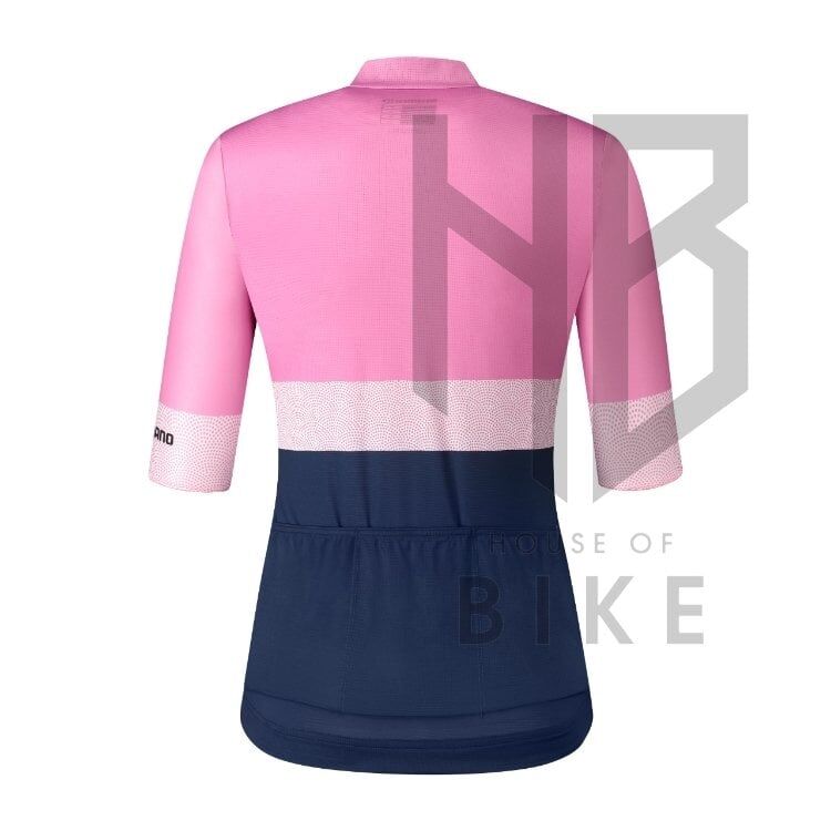 Shimano Yuri Kısa Kollu Fermuarlı Kadın Forma Pembe/Lacivert - Large