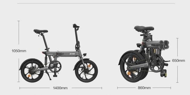 HIMO Z16 Katlanır Elektrikli Bisiklet Gri