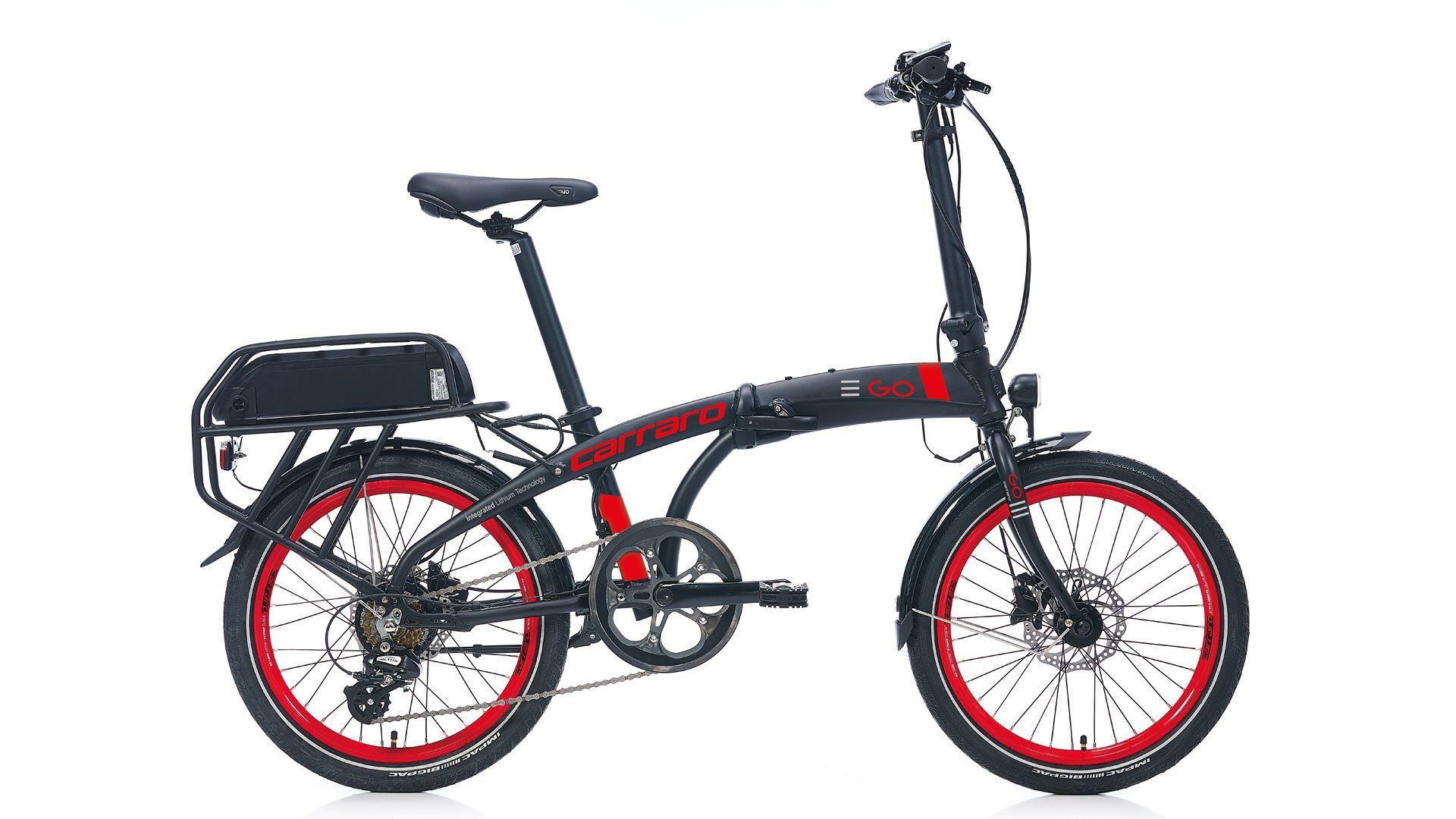 Carraro eGO 2.1 20'' - 8 Vites Hidrolik Disk Fren Elektrikli Katlanır Bisiklet Mat Siyah/Turkuaz